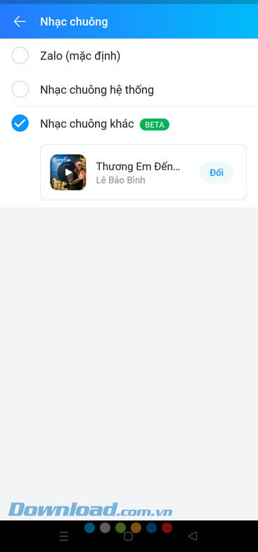 Đã thay đổi nhạc chuông