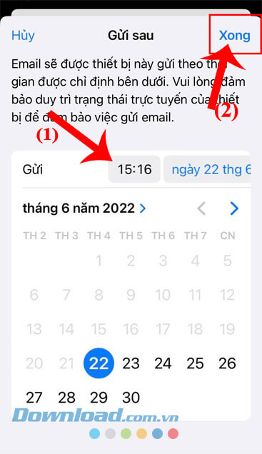Thiết lập thời gian hẹn giờ