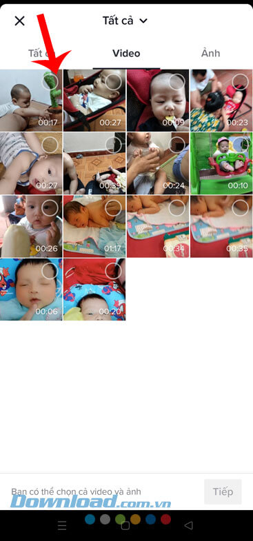 Chọn video, ảnh trên điện thoại