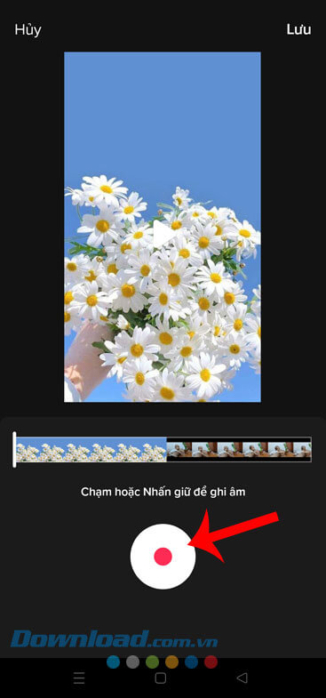 Nhấn và giữ vào biểu tượng hình tròn