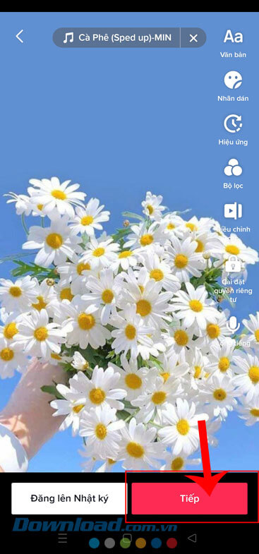 Chạm vào nút Tiếp