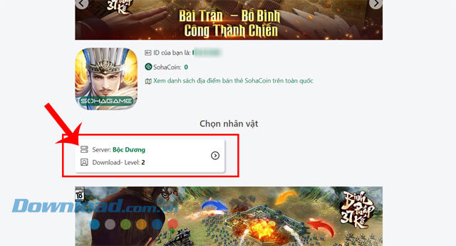 Nhấp chuột vào nhân vật game