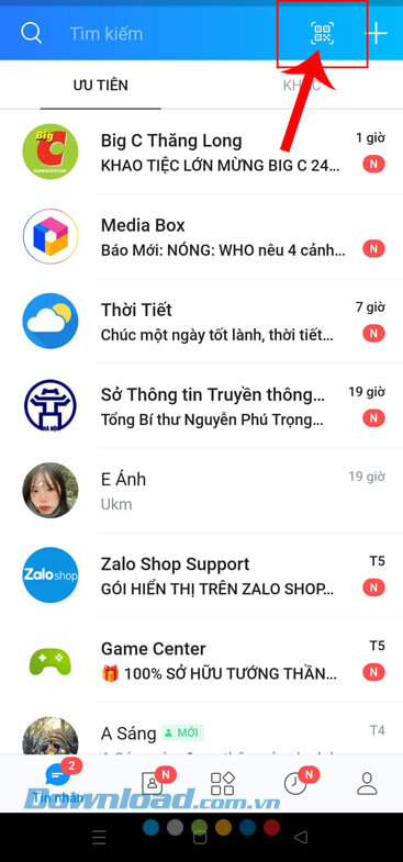 Chạm vào biểu tượng mã QR