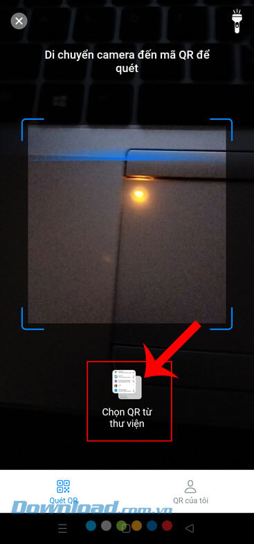 Nhấn vào mục Chọn QR từ thư viện
