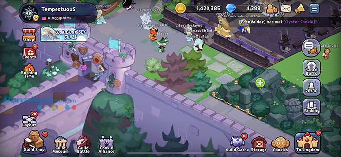 Giao diện của một bang hội trong Cookie Run: Kingdom