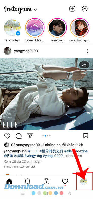 Chạm vào mục biểu tượng tài khoản