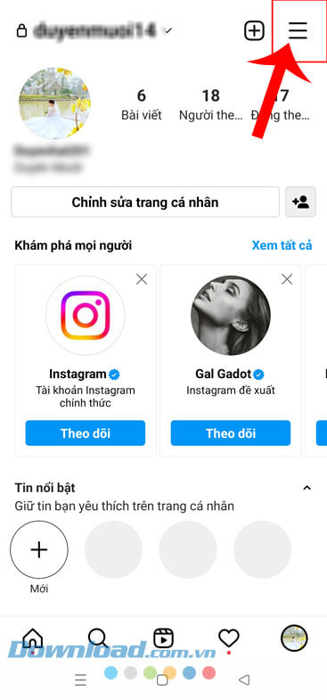Ấn vào biểu tượng ba dấu gạch ngang