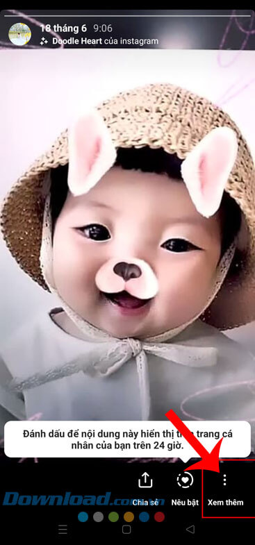 Nhấn vào biểu tượng dấu ba chấm