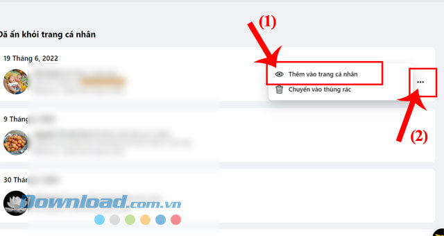 Nhấn vào biểu tượng dấu ba chấm > Nhấp chuột vào nút Thêm vào trang cá nhân