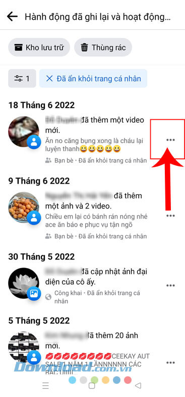 Nhấn vào biểu tượng dấu ba chấm