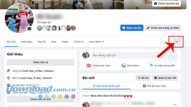 Nhấn vào biểu tượng dấu ba chấm