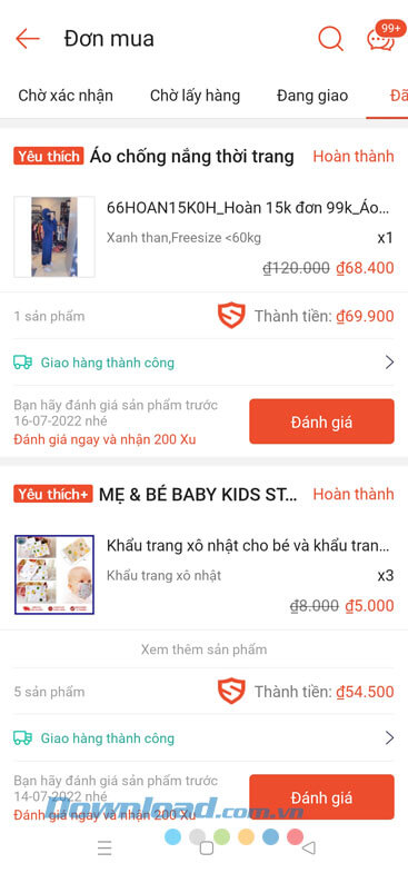Toàn bộ đơn hàng trên Shopee
