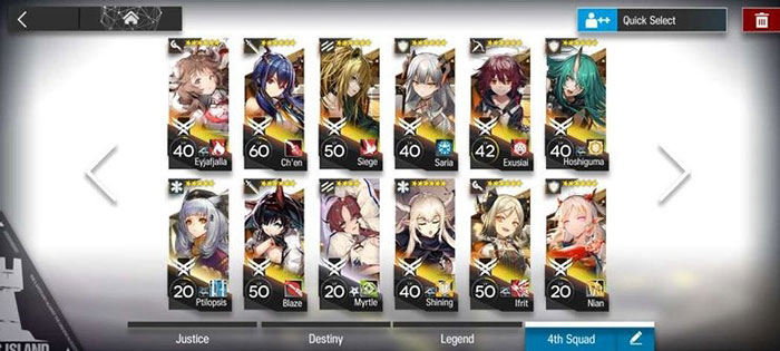 Một nhóm trong Arknights bao gồm 12 nhân vật với 8 lớp khác nhau