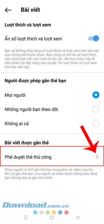 Nhấn vào mục Phê duyệt thủ công