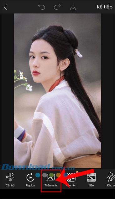 Chạm vào mục Thêm ảnh