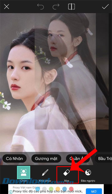 Chạm vào mục Xóa