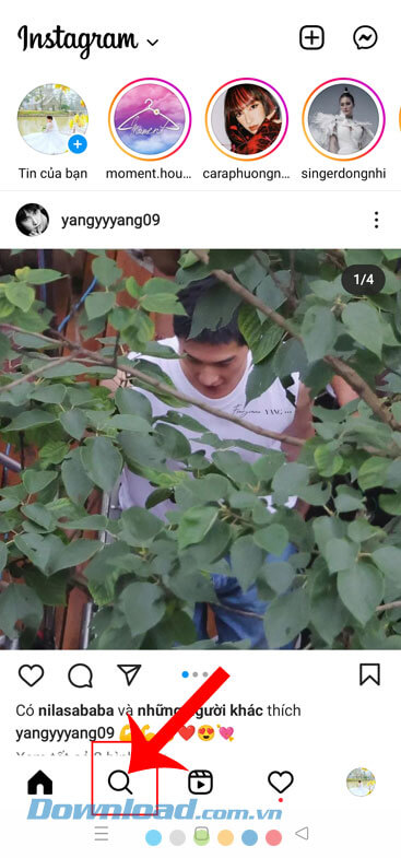 Ấn vào biểu tượng kính lúp