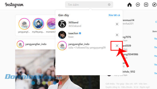 Nhấp chuột vào biểu tượng "X"