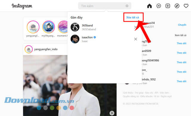 Nhấn vào mục Xóa tất cả