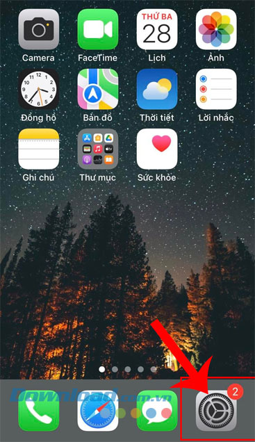 Mở ứng dụng Cài đặt