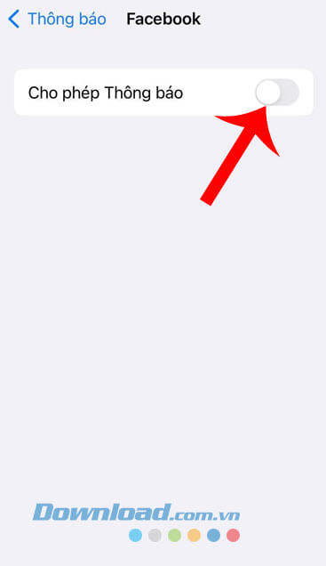 Bật công tắc Cho phép thông báo