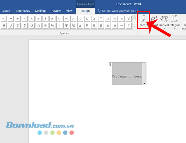 Nhấn vào mục Fraction