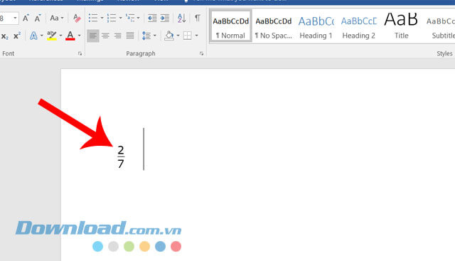 Phân số đã được viết