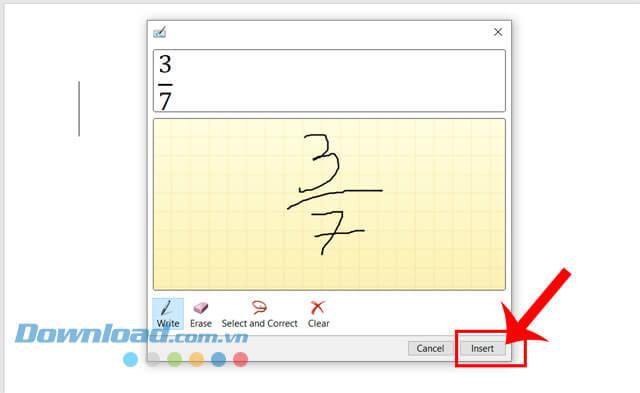 Nhấn vào nút Insert