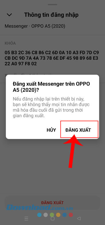 Nhập vào nút Đăng xuất