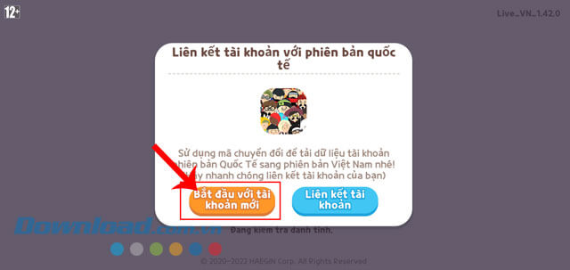 Nhấn vào mục Bắt đầu với tài khoản mới