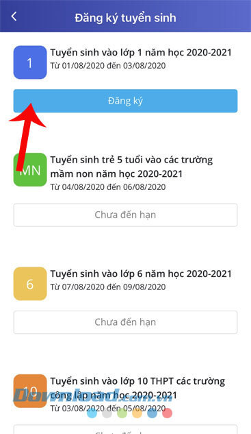 Ấn vào nút Đăng ký