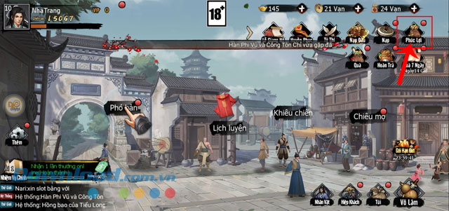 Nhấn vào mục Phúc Lợi