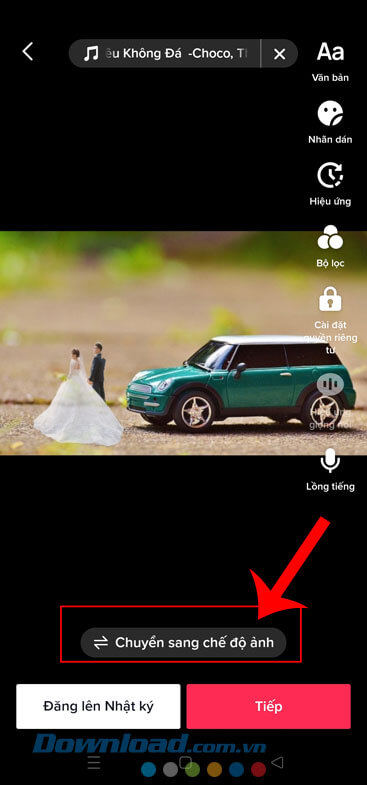 Chạm vào nút Chuyển đổi sang chế độ video