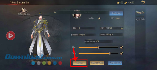 Chạm vào nút Đổi quà