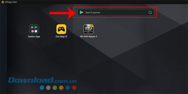 Nhấn vào khung tìm kiếm Google Play