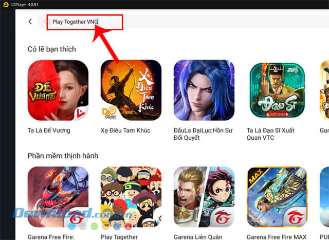 Nhập từ khóa "Play Together VNG"