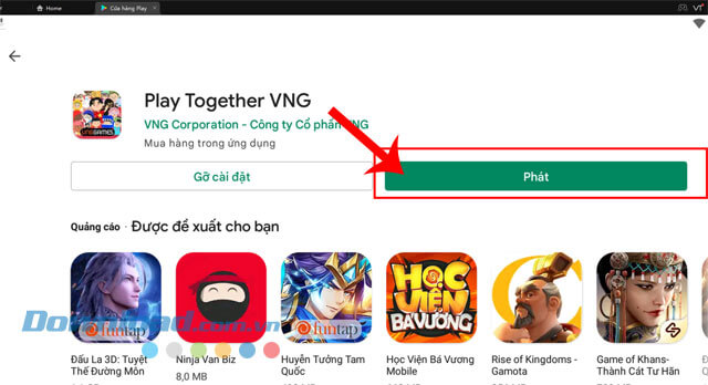 Nhấn vào nút Phát