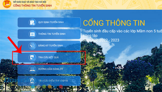 Nhấp chuột vào nút Tra cứu kết quả