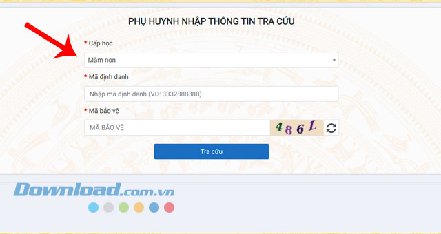 Nhập mã định danh và mã bảo vệ