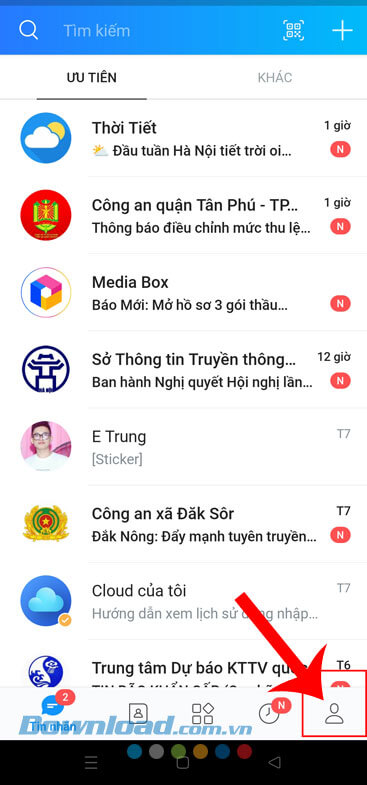 Chạm vào biểu tượng cá nhân