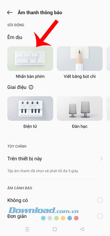 Chọn âm thanh thông báo