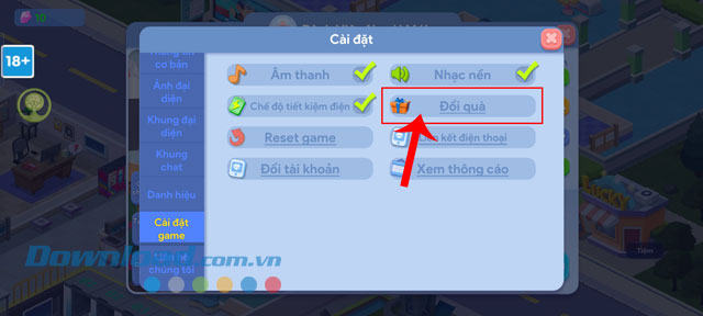 Chạm vào nút Đổi quà