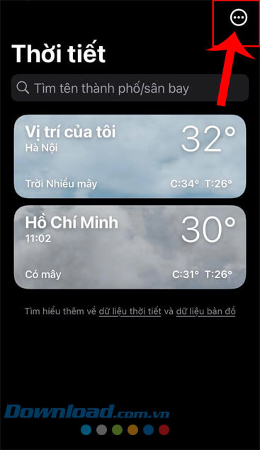 Ấn vào biểu tượng dấu ba chấm