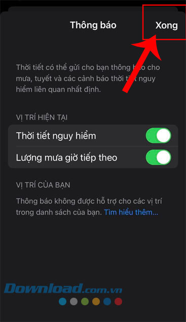 Nhấn vào nút Xong