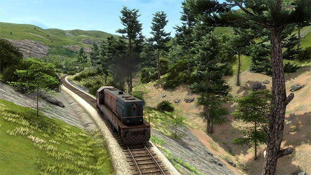 Lái tàu và ngắm cảnh đẹp 2 bên đường trong khi chơi Derail Valley VR