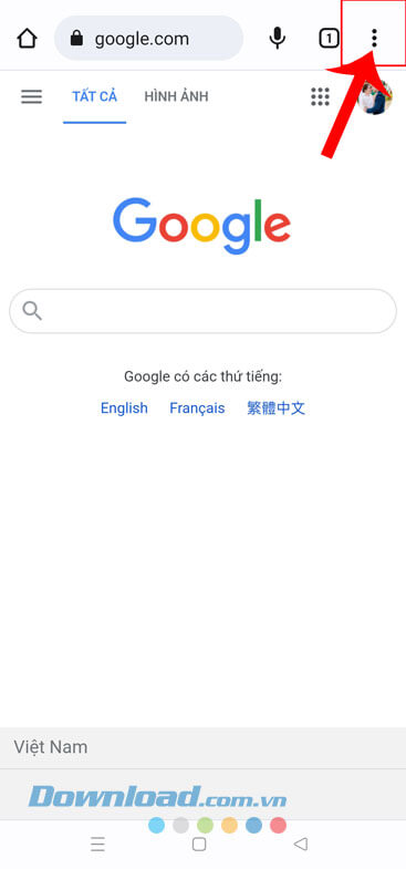 Nhấn vào biểu tượng dấu ba chấm