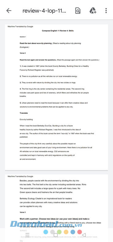 Mở file PDF đã được dịch