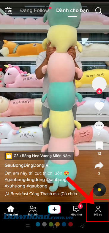 Chạm vào biểu tượng tài khoản