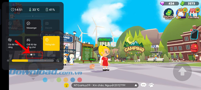 Vuốt sang thanh tùy chọn phía thứ 2