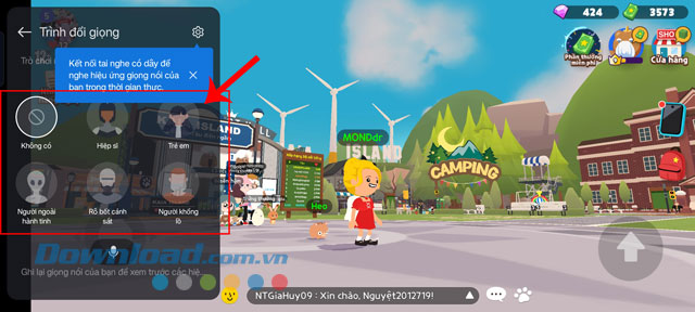 Chọn hiệu ứng giọng nói